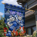 Personalized North Melbourne Football Christmas Garden Flag Australian Football Mascot - Ugly Xmas Pattern Festive