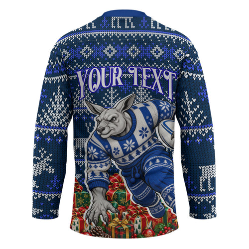 Personalized North Melbourne Football Christmas Hockey Jersey Australian Football Mascot - Ugly Xmas Pattern Festive