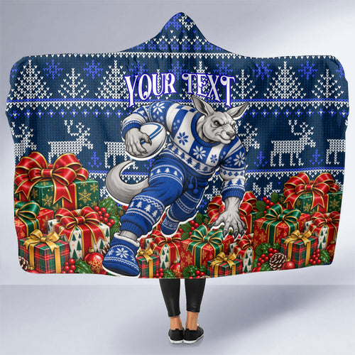 Personalized North Melbourne Football Christmas Hooded Blanket Australian Football Mascot - Ugly Xmas Pattern Festive
