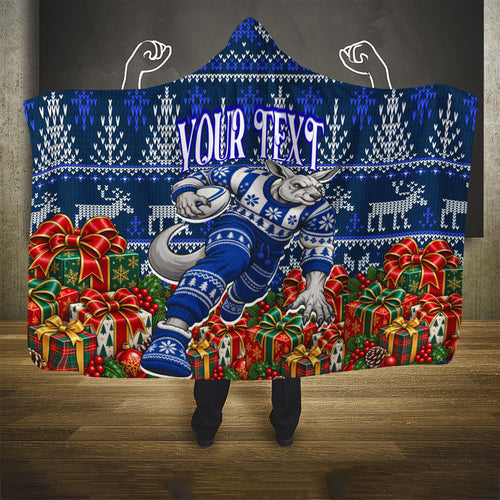 Personalized North Melbourne Football Christmas Hooded Blanket Australian Football Mascot - Ugly Xmas Pattern Festive