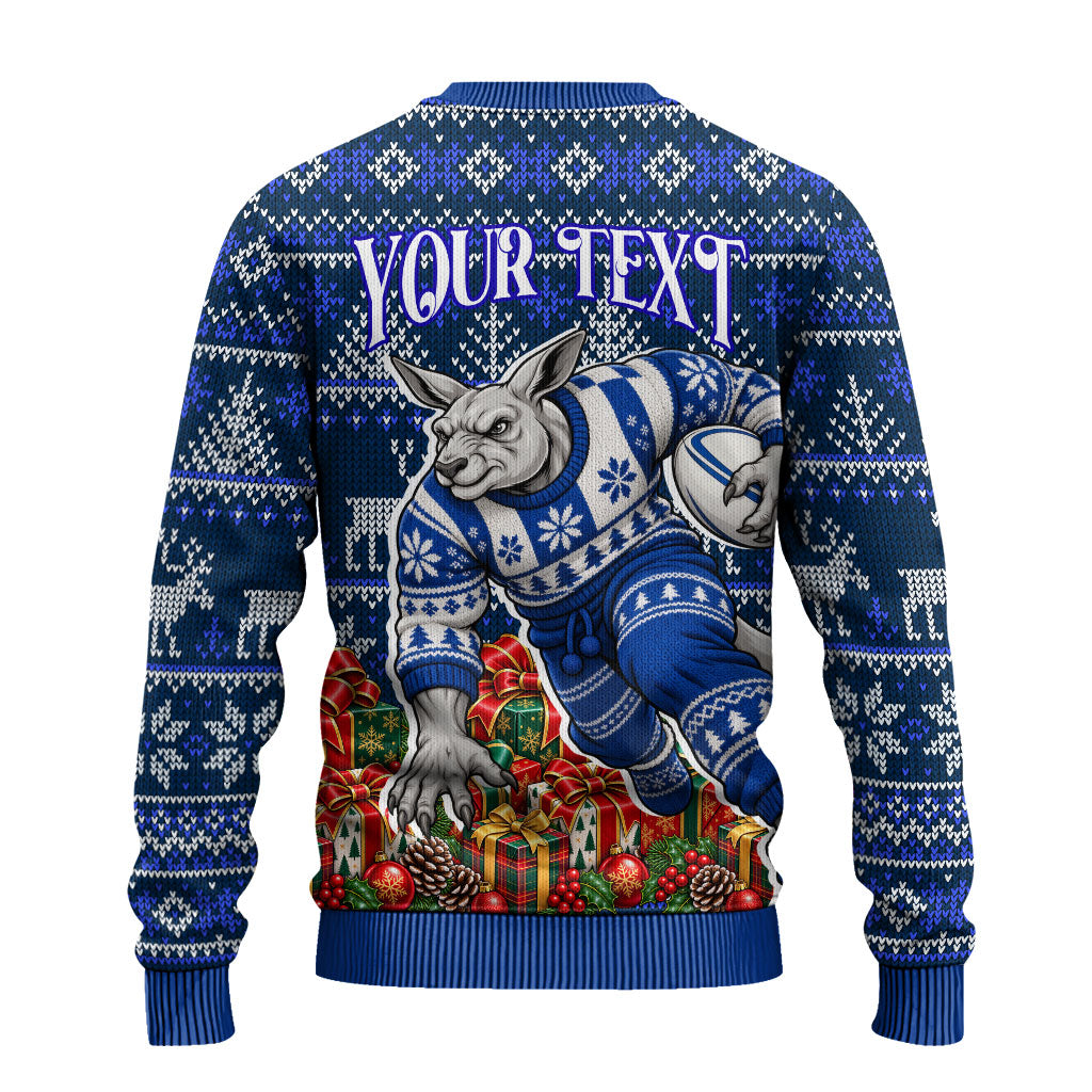 Personalized North Melbourne Football Christmas Ugly Christmas Sweater Australian Football Mascot - Ugly Xmas Pattern Festive