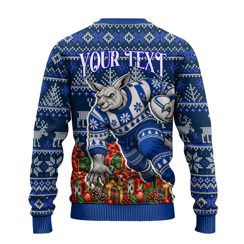 Personalized North Melbourne Football Christmas Ugly Christmas Sweater Australian Football Mascot - Ugly Xmas Pattern Festive