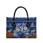 Personalized North Melbourne Football Christmas Leather Bag Australian Football Mascot - Ugly Xmas Pattern Festive