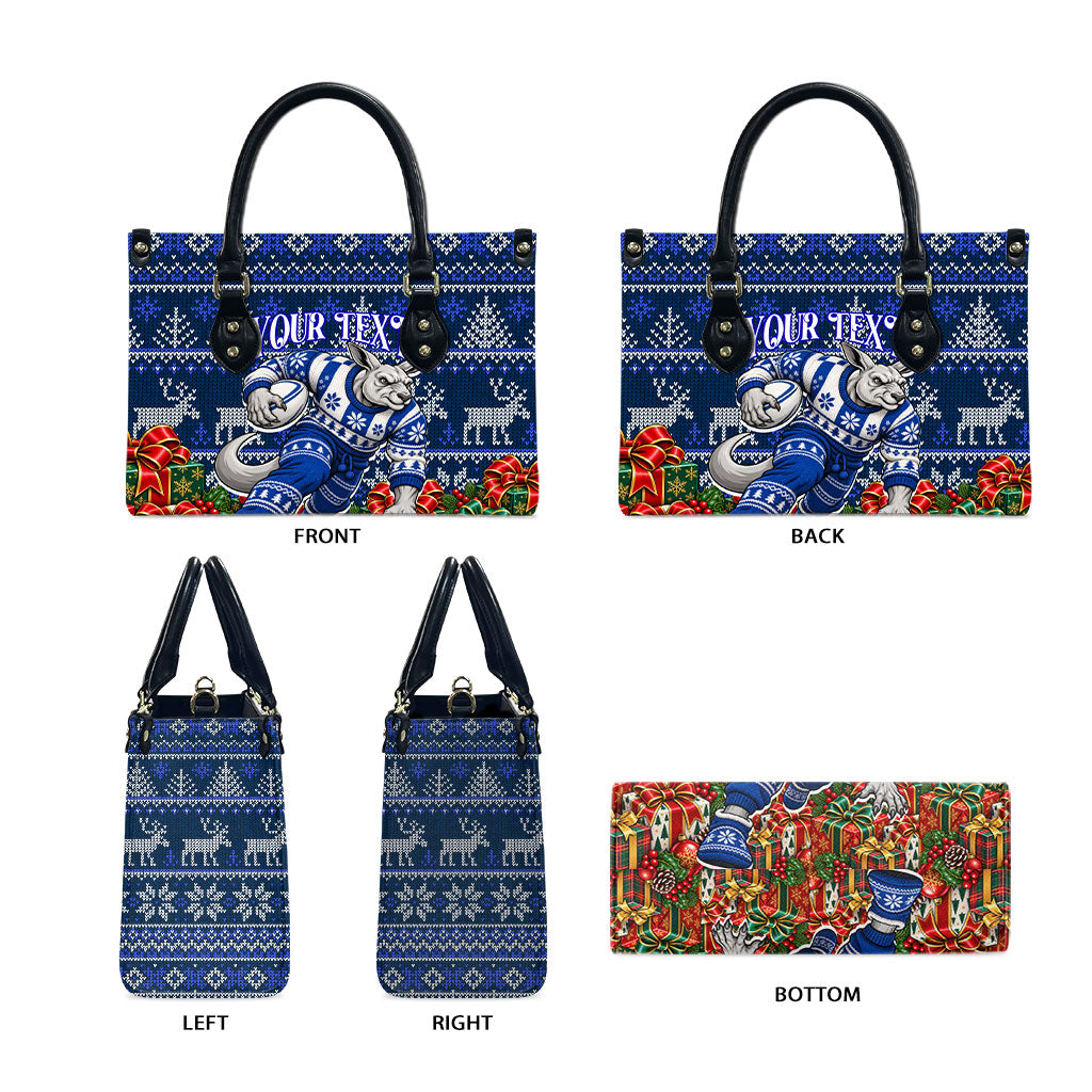 Personalized North Melbourne Football Christmas Leather Bag Australian Football Mascot - Ugly Xmas Pattern Festive