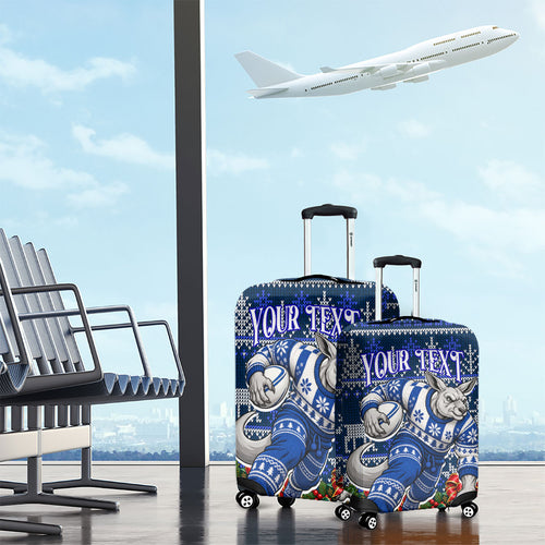 Personalized North Melbourne Football Christmas Luggage Cover Australian Football Mascot - Ugly Xmas Pattern Festive