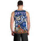 Personalized North Melbourne Football Christmas Men Tank Top Australian Football Mascot - Ugly Xmas Pattern Festive