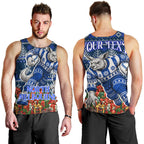 Personalized North Melbourne Football Christmas Men Tank Top Australian Football Mascot - Ugly Xmas Pattern Festive