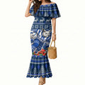 Personalized North Melbourne Football Christmas Mermaid Dress Australian Football Mascot - Ugly Xmas Pattern Festive