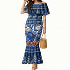 Personalized North Melbourne Football Christmas Mermaid Dress Australian Football Mascot - Ugly Xmas Pattern Festive