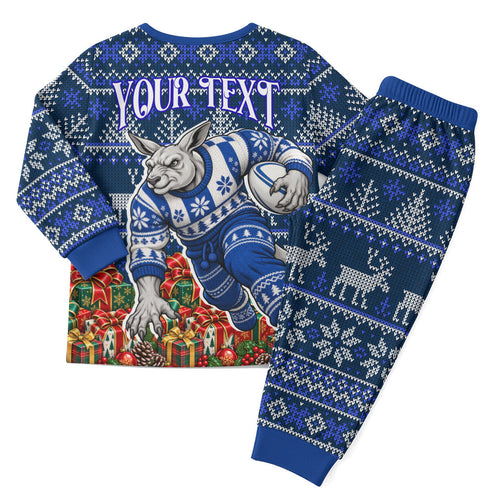 Personalized North Melbourne Football Christmas Pajama Set Australian Football Mascot - Ugly Xmas Pattern Festive