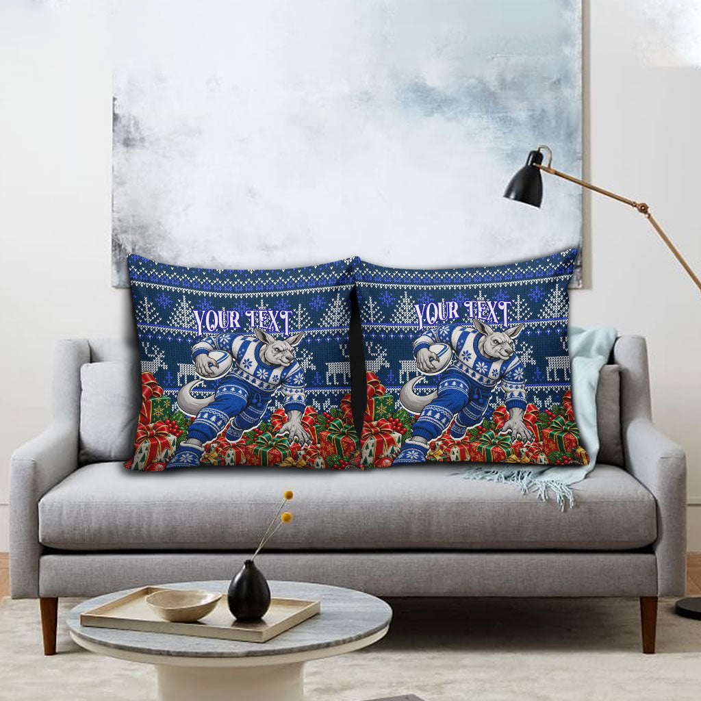 Personalized North Melbourne Football Christmas Pillow Cover Australian Football Mascot - Ugly Xmas Pattern Festive