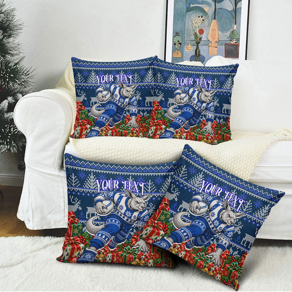 Personalized North Melbourne Football Christmas Pillow Cover Australian Football Mascot - Ugly Xmas Pattern Festive