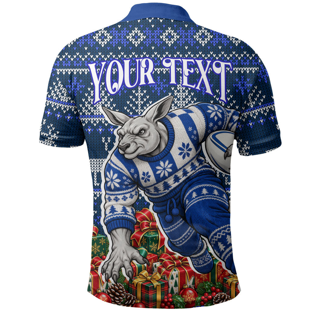 Personalized North Melbourne Football Christmas Polo Shirt Australian Football Mascot - Ugly Xmas Pattern Festive