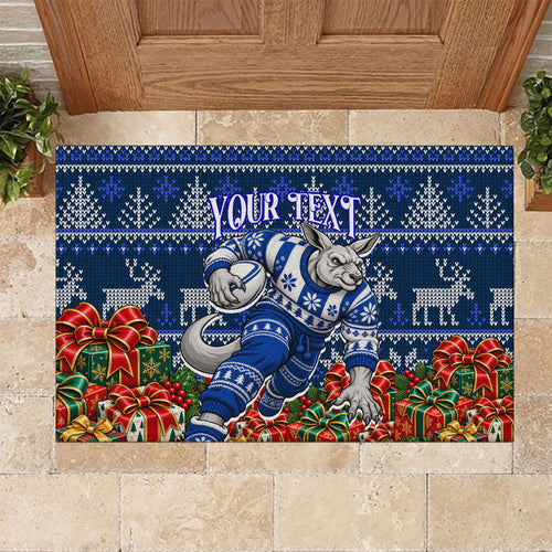 Personalized North Melbourne Football Christmas Rubber Doormat Australian Football Mascot - Ugly Xmas Pattern Festive