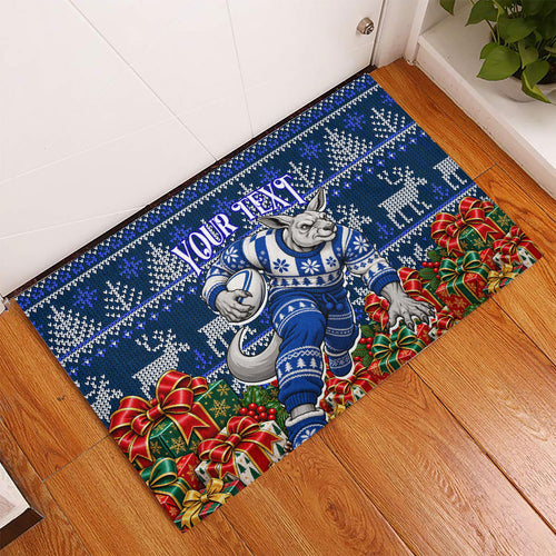 Personalized North Melbourne Football Christmas Rubber Doormat Australian Football Mascot - Ugly Xmas Pattern Festive