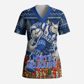 Personalized North Melbourne Football Christmas Scrub Top Australian Football Mascot - Ugly Xmas Pattern Festive