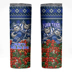 Personalized North Melbourne Football Christmas Skinny Tumbler Australian Football Mascot - Ugly Xmas Pattern Festive