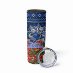 Personalized North Melbourne Football Christmas Skinny Tumbler Australian Football Mascot - Ugly Xmas Pattern Festive