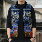 Personalized North Melbourne Football Christmas Sleeveless Puffer Jacket Australian Football Mascot - Ugly Xmas Pattern Festive