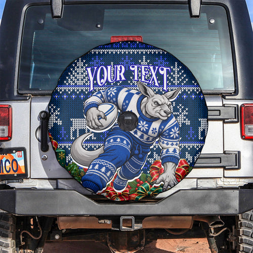 Personalized North Melbourne Football Christmas Spare Tire Cover Australian Football Mascot - Ugly Xmas Pattern Festive
