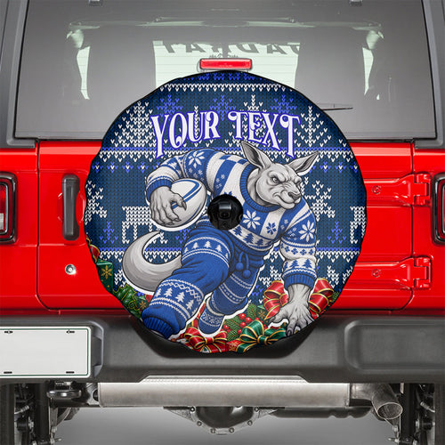 Personalized North Melbourne Football Christmas Spare Tire Cover Australian Football Mascot - Ugly Xmas Pattern Festive