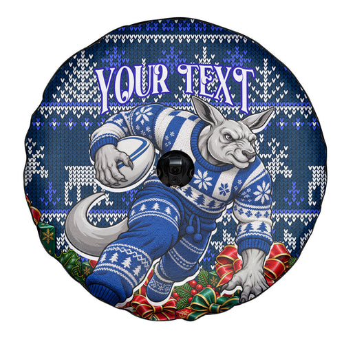 Personalized North Melbourne Football Christmas Spare Tire Cover Australian Football Mascot - Ugly Xmas Pattern Festive
