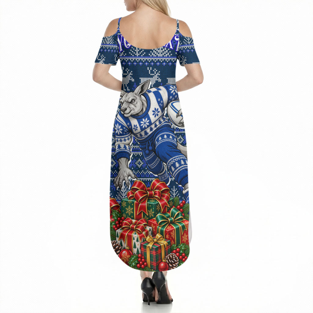 Personalized North Melbourne Football Christmas Summer Maxi Dress Australian Football Mascot - Ugly Xmas Pattern Festive