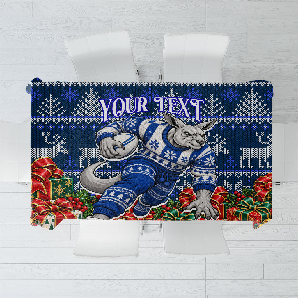 Personalized North Melbourne Football Christmas Tablecloth Australian Football Mascot - Ugly Xmas Pattern Festive