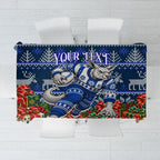 Personalized North Melbourne Football Christmas Tablecloth Australian Football Mascot - Ugly Xmas Pattern Festive