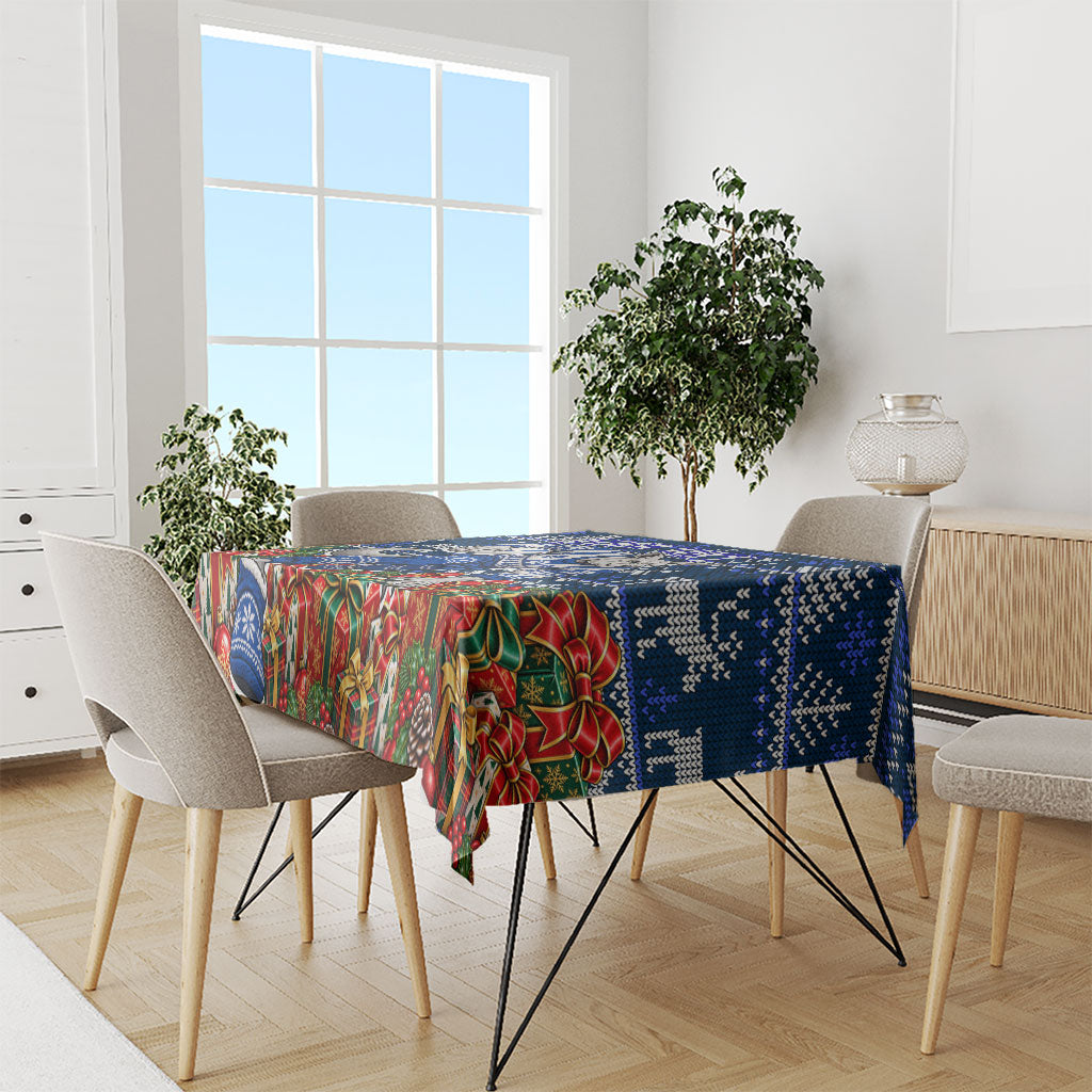 Personalized North Melbourne Football Christmas Tablecloth Australian Football Mascot - Ugly Xmas Pattern Festive
