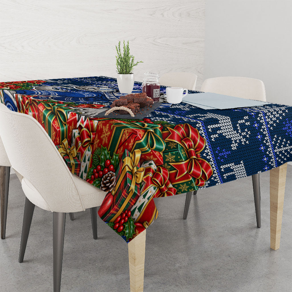 Personalized North Melbourne Football Christmas Tablecloth Australian Football Mascot - Ugly Xmas Pattern Festive