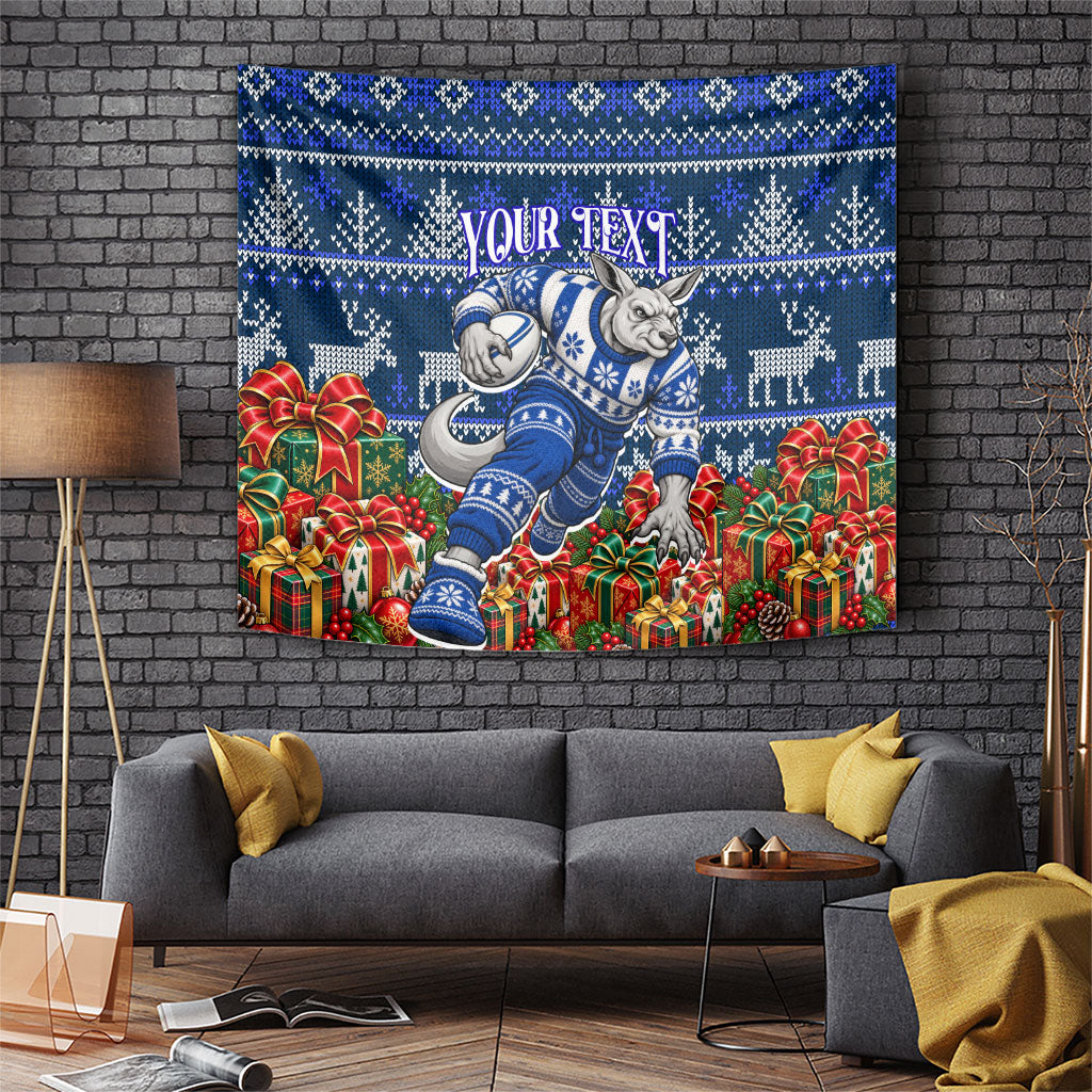 Personalized North Melbourne Football Christmas Tapestry Australian Football Mascot - Ugly Xmas Pattern Festive