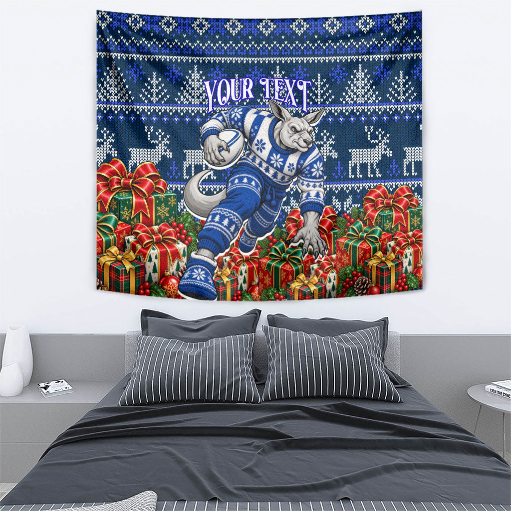 Personalized North Melbourne Football Christmas Tapestry Australian Football Mascot - Ugly Xmas Pattern Festive
