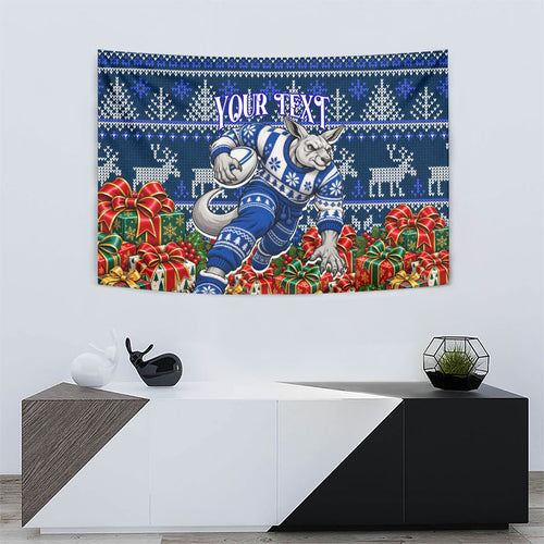 Personalized North Melbourne Football Christmas Tapestry Australian Football Mascot - Ugly Xmas Pattern Festive