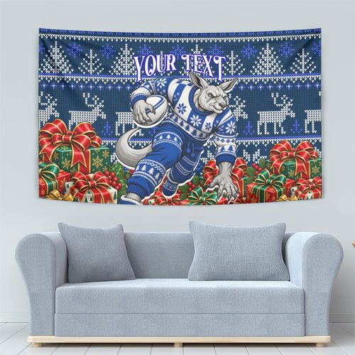 Personalized North Melbourne Football Christmas Tapestry Australian Football Mascot - Ugly Xmas Pattern Festive