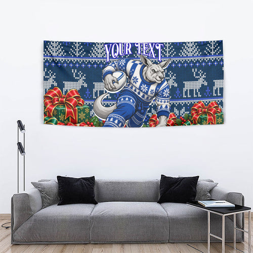 Personalized North Melbourne Football Christmas Tapestry Australian Football Mascot - Ugly Xmas Pattern Festive