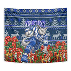 Personalized North Melbourne Football Christmas Tapestry Australian Football Mascot - Ugly Xmas Pattern Festive