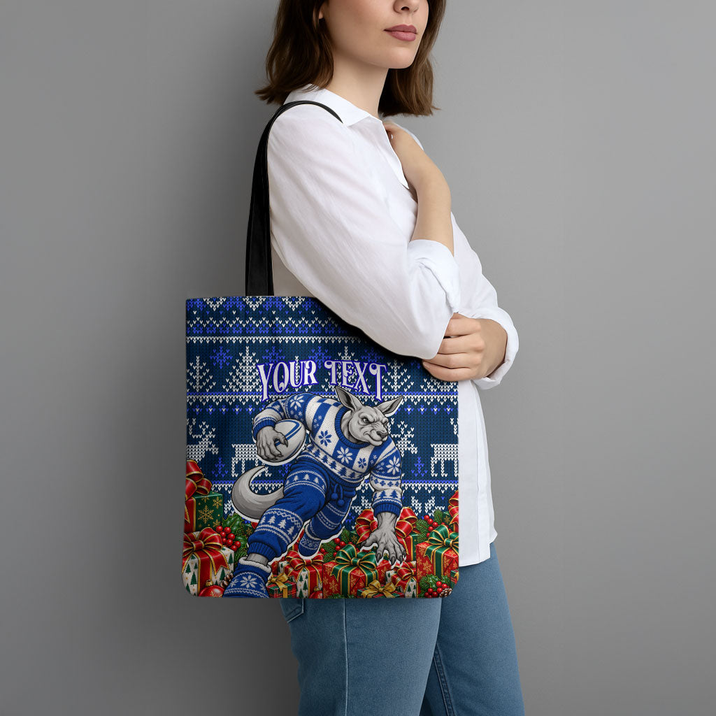 Personalized North Melbourne Football Christmas Tote Bag Australian Football Mascot - Ugly Xmas Pattern Festive