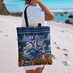 Personalized North Melbourne Football Christmas Tote Bag Australian Football Mascot - Ugly Xmas Pattern Festive