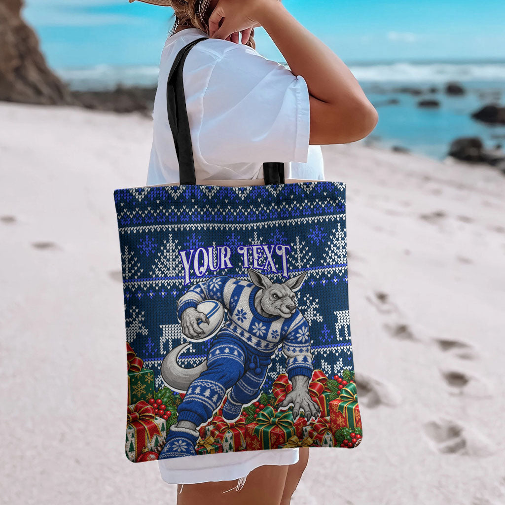 Personalized North Melbourne Football Christmas Tote Bag Australian Football Mascot - Ugly Xmas Pattern Festive