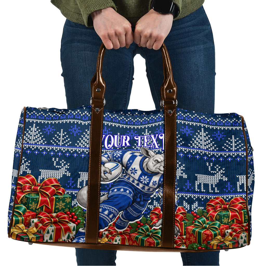 Personalized North Melbourne Football Christmas Travel Bag Australian Football Mascot - Ugly Xmas Pattern Festive