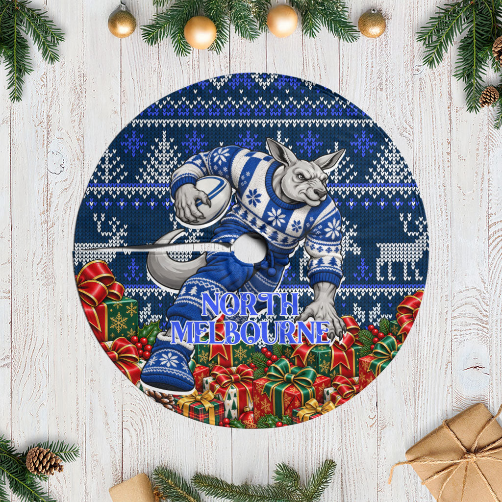North Melbourne Football Christmas Tree Skirt Australian Football Mascot - Ugly Xmas Pattern Festive