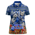 Personalized North Melbourne Football Christmas Women Polo Shirt Australian Football Mascot - Ugly Xmas Pattern Festive