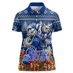 Personalized North Melbourne Football Christmas Women Polo Shirt Australian Football Mascot - Ugly Xmas Pattern Festive