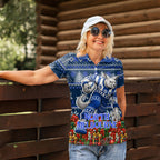 Personalized North Melbourne Football Christmas Women Polo Shirt Australian Football Mascot - Ugly Xmas Pattern Festive