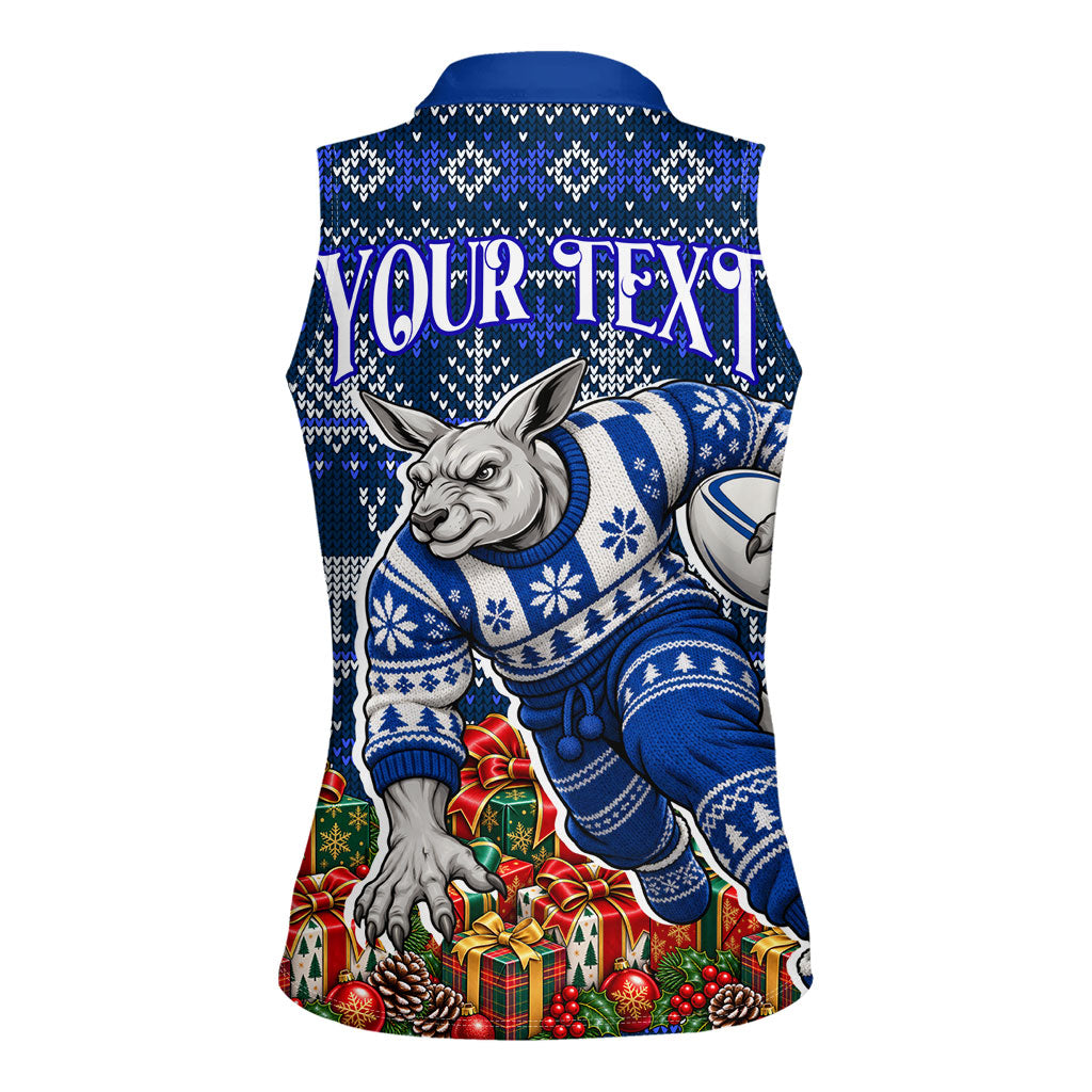 Personalized North Melbourne Football Christmas Women Sleeveless Polo Shirt Australian Football Mascot - Ugly Xmas Pattern Festive