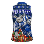 Personalized North Melbourne Football Christmas Women Sleeveless Polo Shirt Australian Football Mascot - Ugly Xmas Pattern Festive