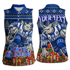 Personalized North Melbourne Football Christmas Women Sleeveless Polo Shirt Australian Football Mascot - Ugly Xmas Pattern Festive