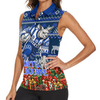 Personalized North Melbourne Football Christmas Women Sleeveless Polo Shirt Australian Football Mascot - Ugly Xmas Pattern Festive