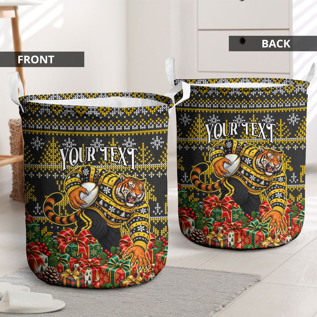 Personalized Richmond Tigers Football Christmas Laundry Basket Australian Football Mascot - Ugly Xmas Pattern Festive